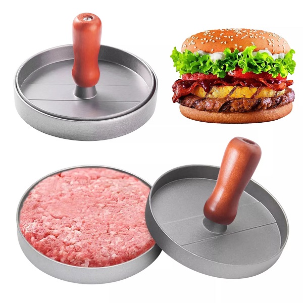 Aluminum Press Non-Stick Burger Patty Surface Double Hamburger Meat Maker  Hamburger Mold, Meat & Poultry Tools Kitchen Tool Metal - China Hamburger  Presser, Hamburger Press